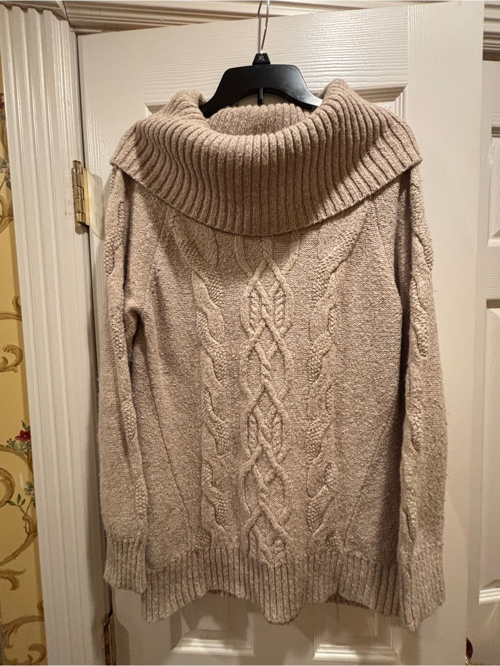 Ruff Hewn Cable-Knit Cowl Sweater - Taupe
